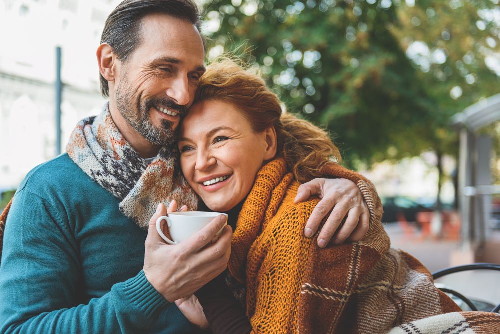 Mature couple hugging