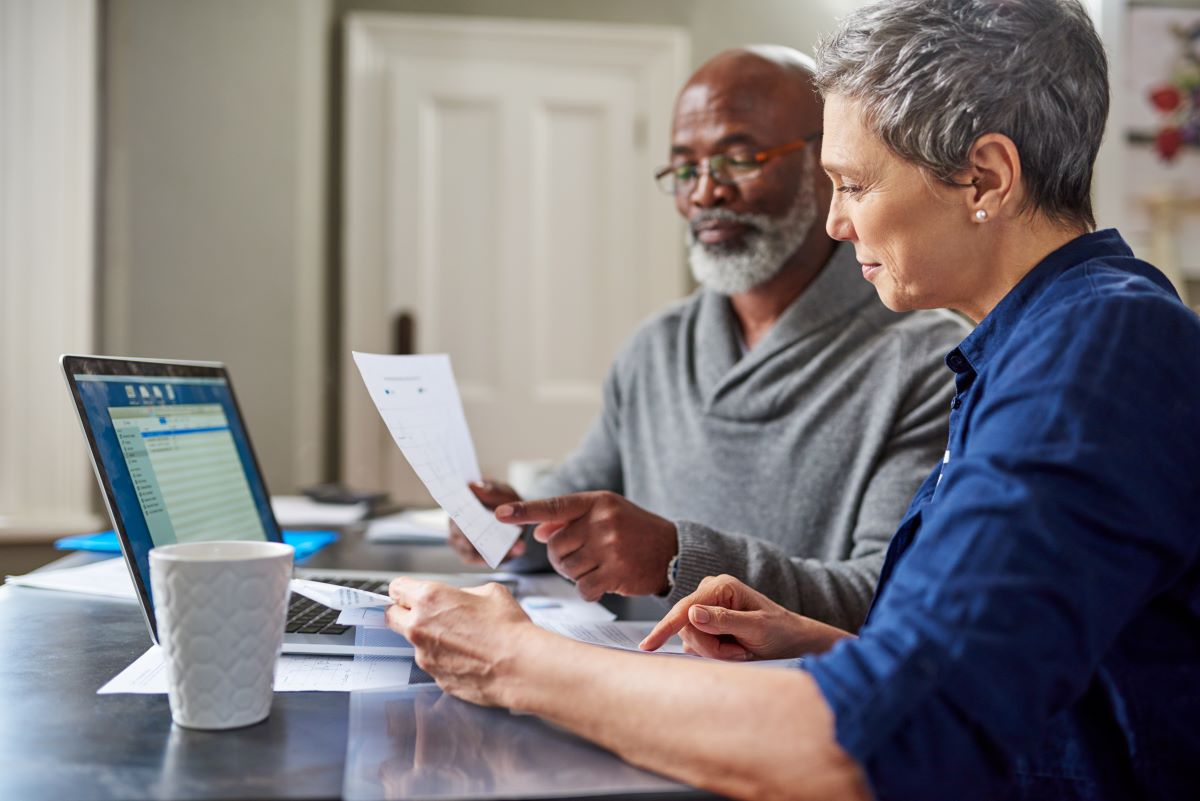 Couple reviewing documents 