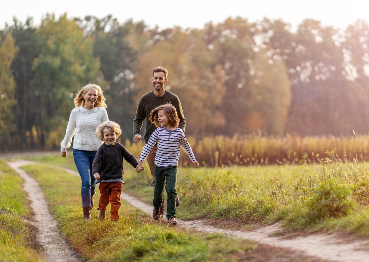Young family having fun outdoors